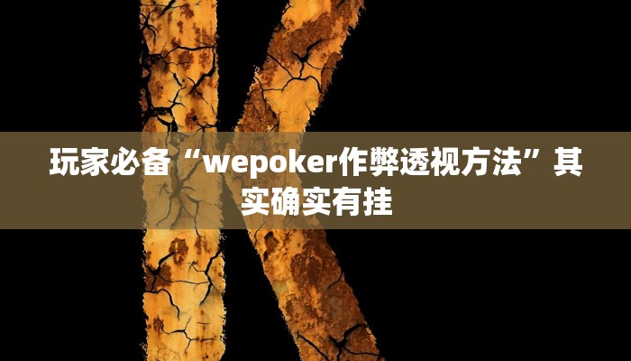 玩家必备“wepoker作弊透视方法”其实确实有挂