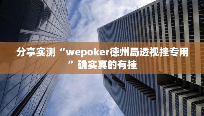 玩家辅助神器:wepoker德州透视”其实确实有挂