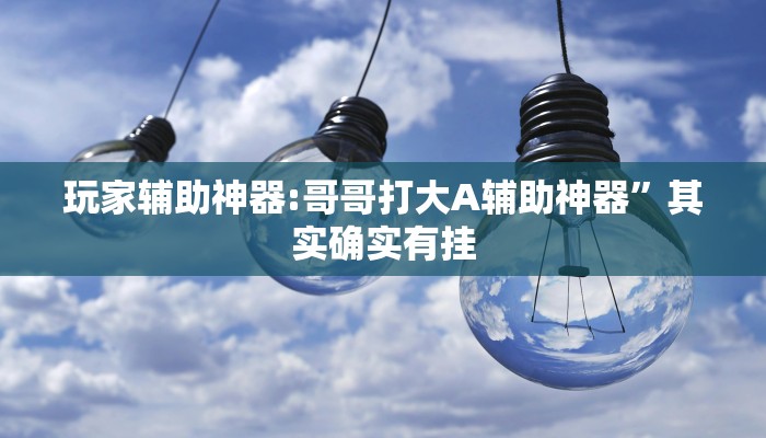 玩家辅助神器:哥哥打大A辅助神器”其实确实有挂 玩家辅助神器:哥哥打大A辅助神器”其实确实有挂