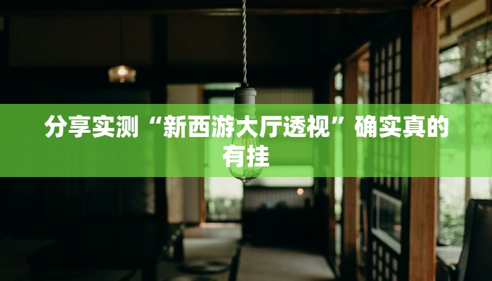 分享实测“新西游大厅透视”确实真的有挂