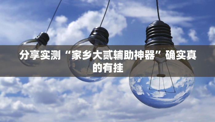 分享实测“家乡大贰辅助神器”确实真的有挂 分享实测“家乡大贰辅助神器”确实真的有挂
