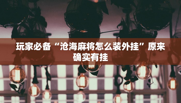 玩家必备“沧海麻将怎么装外挂”原来确实有挂 玩家必备“沧海麻将怎么装外挂”原来确实有挂