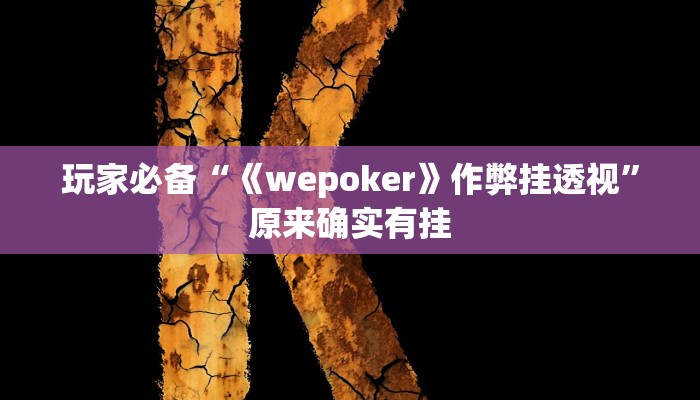 玩家必备“《wepoker》作弊挂透视”原来确实有挂