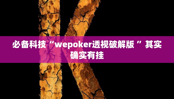 必备科技“wepoker透视破解版 ”其实确实有挂