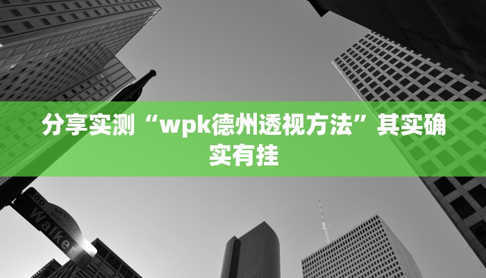 分享实测“wpk德州透视方法”其实确实有挂