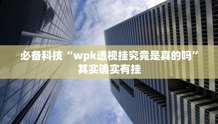 必备科技“wpk透视挂究竟是真的吗”其实确实有挂