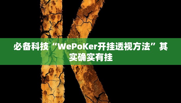 必备科技“WePoKer开挂透视方法”其实确实有挂