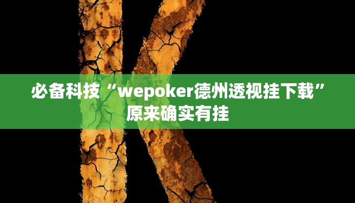 必备科技“wepoker德州透视挂下载”原来确实有挂