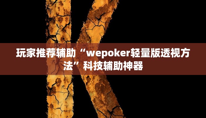 玩家推荐辅助“wepoker轻量版透视方法”科技辅助神器